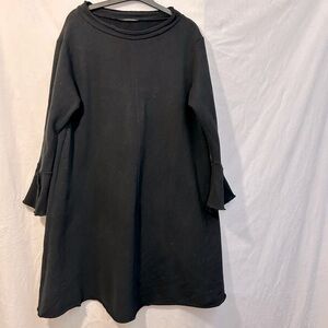 G White Women’s Black Cotton Whimsigoth Dress, Bell Sleeves Witchy Size L